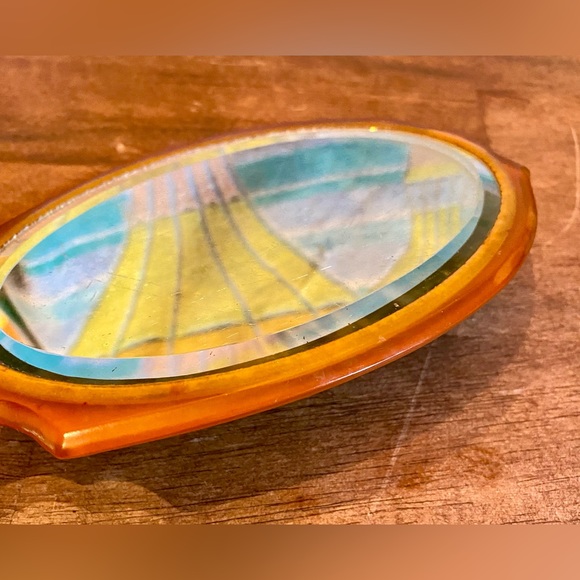 💥Celluloid Amber Hand-held Mirror💥 VINTAGE - Picture 7 of 13